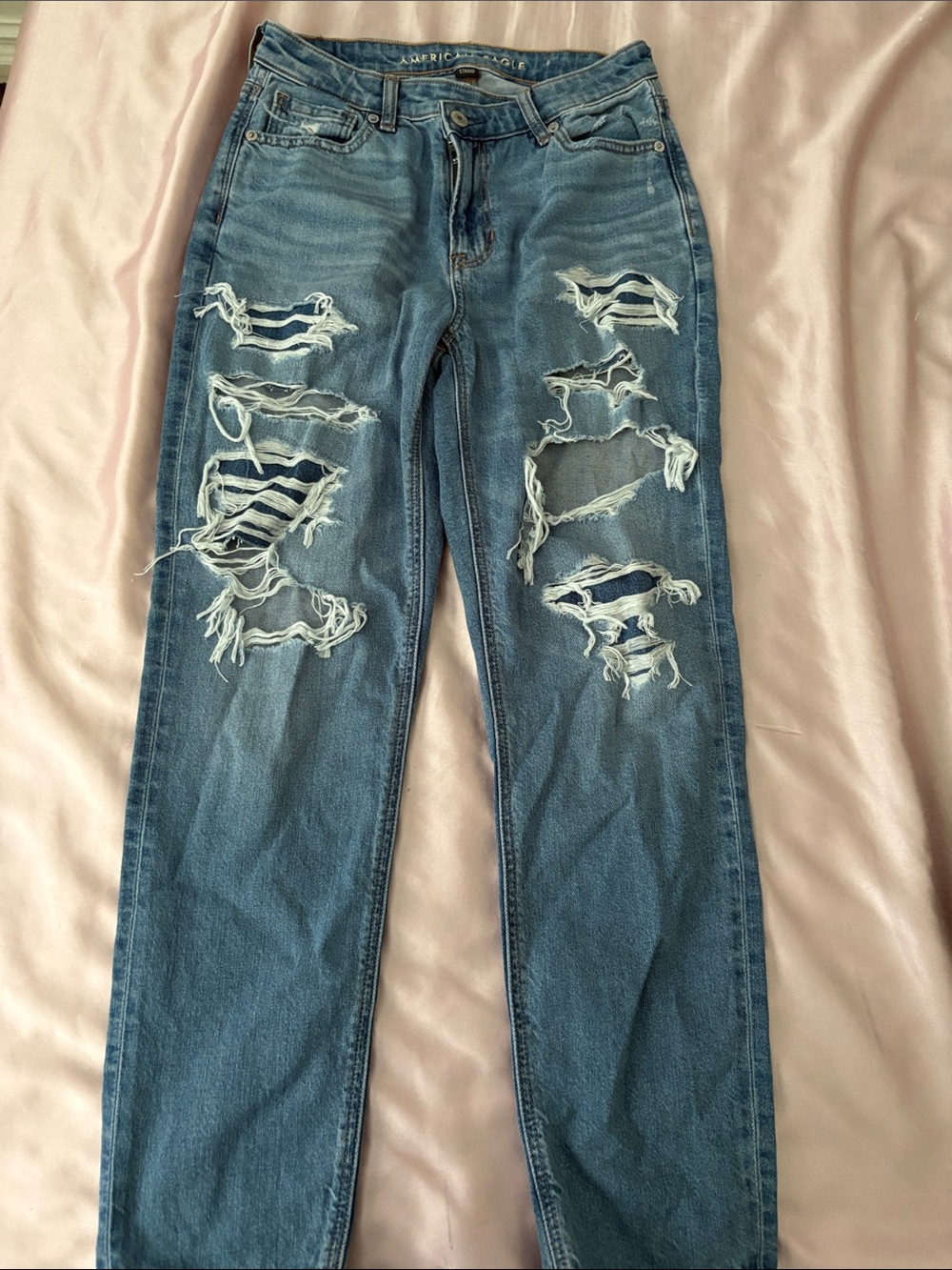 American Eagle Outfitters Distressed Light Blue Boyfriend Jeans